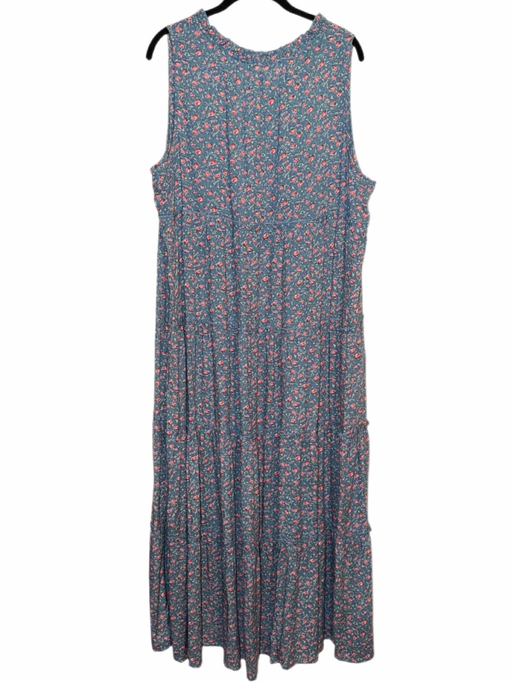 April Cornell LN Long Blue and pink floral maxi dress, sleeveless tiered XL - Picture 4 of 12